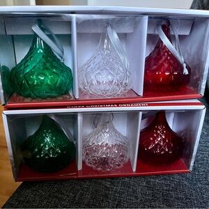 Godinger Hershey's Kisses Christmas ornaments Two Sets of 3, 6 total New in Box